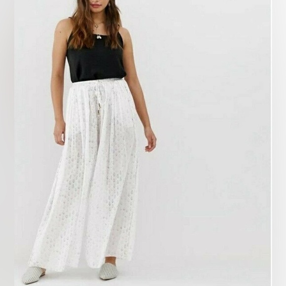 FREE PEOPLE S Intimately Cotton Wide Leg PJ Pant BAGGY Feather Weight POCKETS - Picture 1 of 16